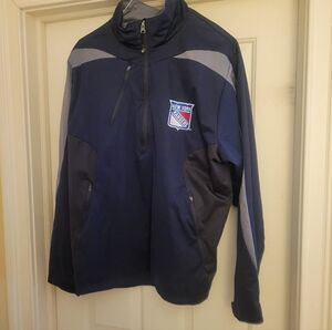 NHL Navy Quarter-Zip Windbreaker Large Mens NY Rangers Antiqua  Blue & Gray